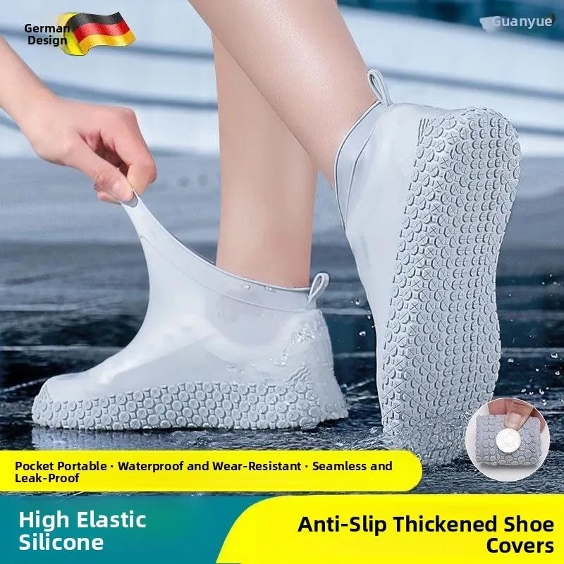 

Thickened Silicone Rain Boot Covers Waterproof Non-Slip Portable Outdoor Adult Shoe Covers for Rainy Days Easy to Wear