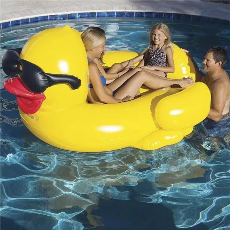 Thickened Swimming Pool Floating Bed Air Mattress water  PVC infltable big yellow duck floating mat Floating Row