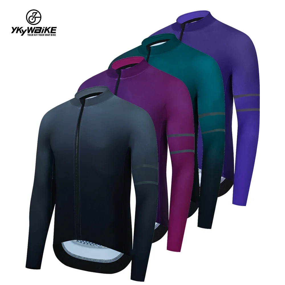 

YKYWBIKE men's winter cycling jackets, long-sleeved polar fleece thermal lining, polar fleece for heat retention, road bike