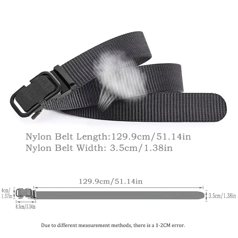 Men\'s Belt Nylon Canvas Web Webbing Belt Automatic Buckle Military Tactical Belt Outdoor Work Waist Belt Strap-Black Khaki