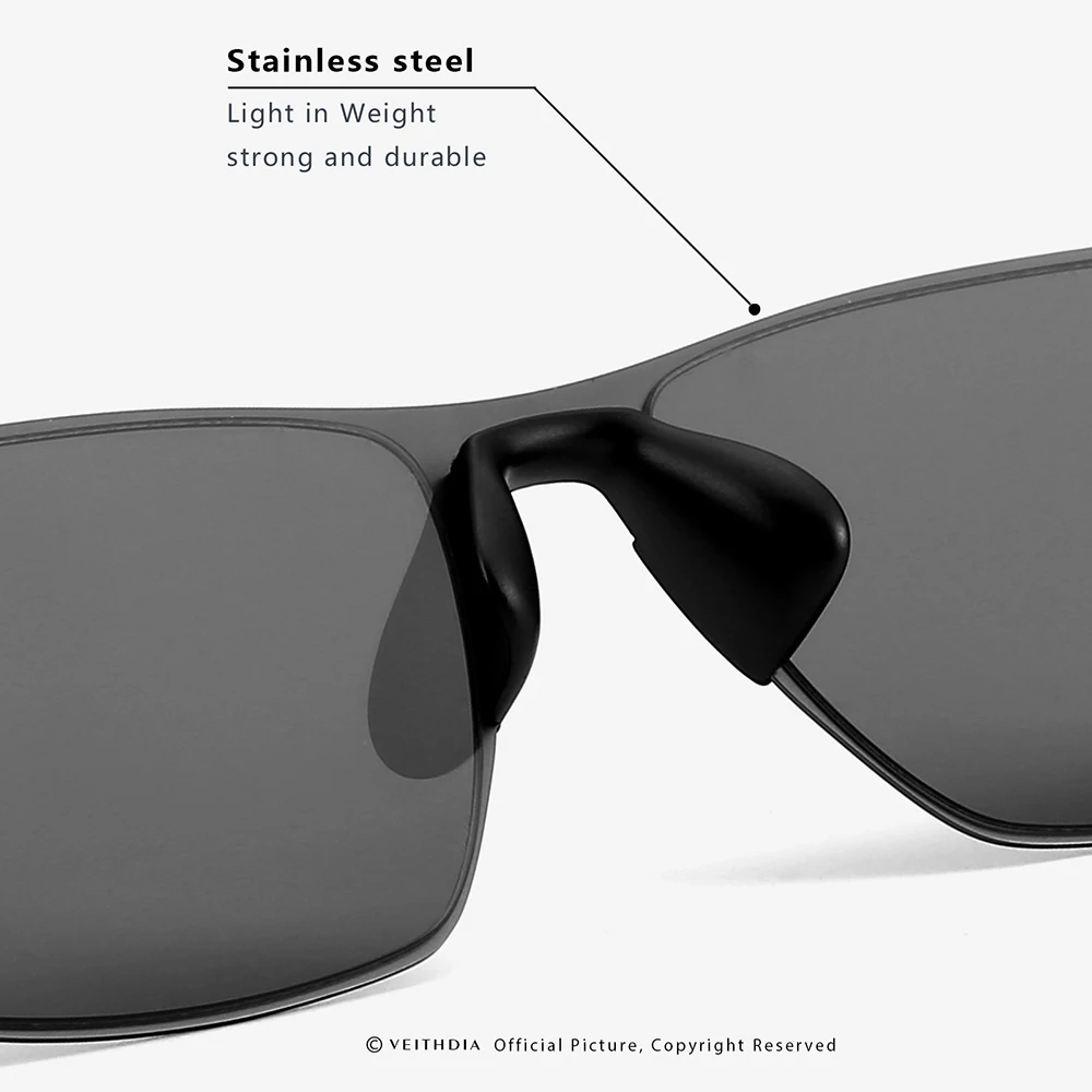 VEITHDIA Nuovo Arrivo Moda Occhiali Da Sole Polarizzati UV400 Nylon Sport All'aria Aperta Occhiali In Acciaio Inox Occhiali Unisex FA08226
