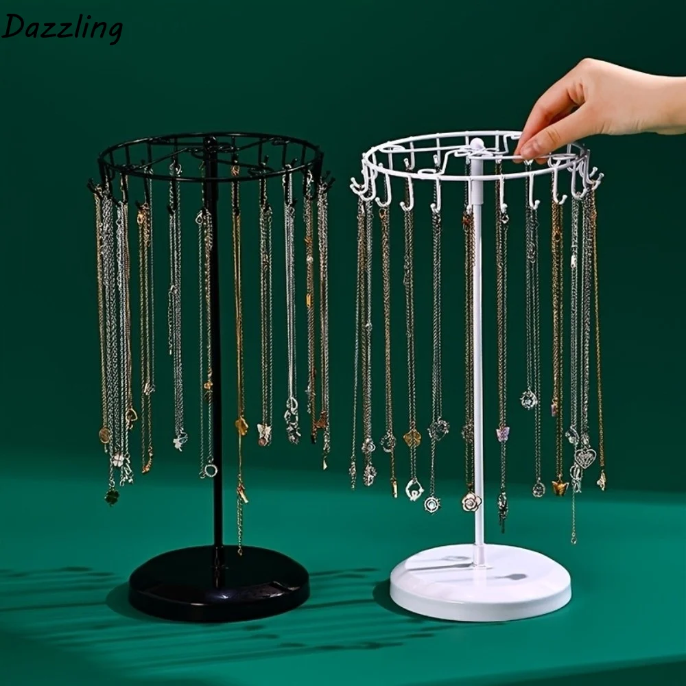Rotating Necklace Organizer 23 hooks Removable Jewelry Display Stand Space Saving Heavy Duty Jewelry Storage Rack