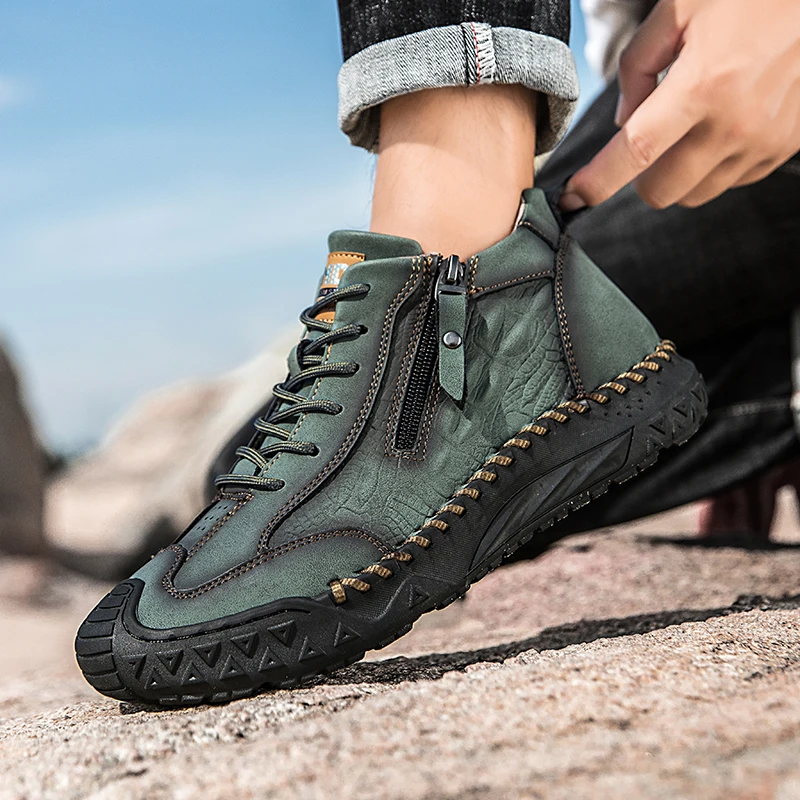 

Высококачественные уличные водонепроницаемые противоскользящие мужские ботинки, осень 2023, новая мужская повседневная обувь, модная обувь с нескользящей резиновой подошвой