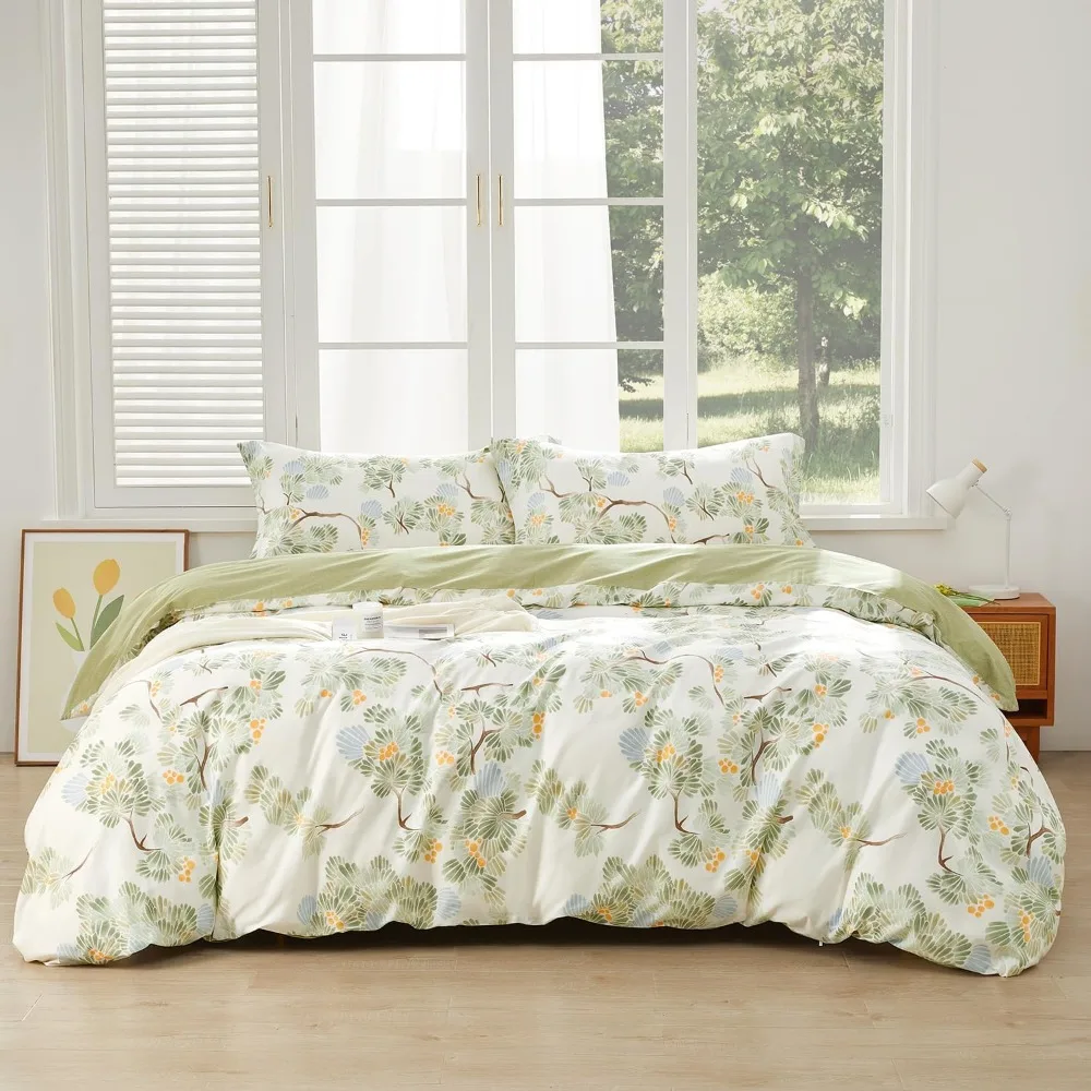 

Комплект пододеяльников с узором зеленого листа, двойной размер, 2 шт., сосна, акварель, ботанический цветочный пододеяльник, комплект постельного белья, 1 пододеяльник