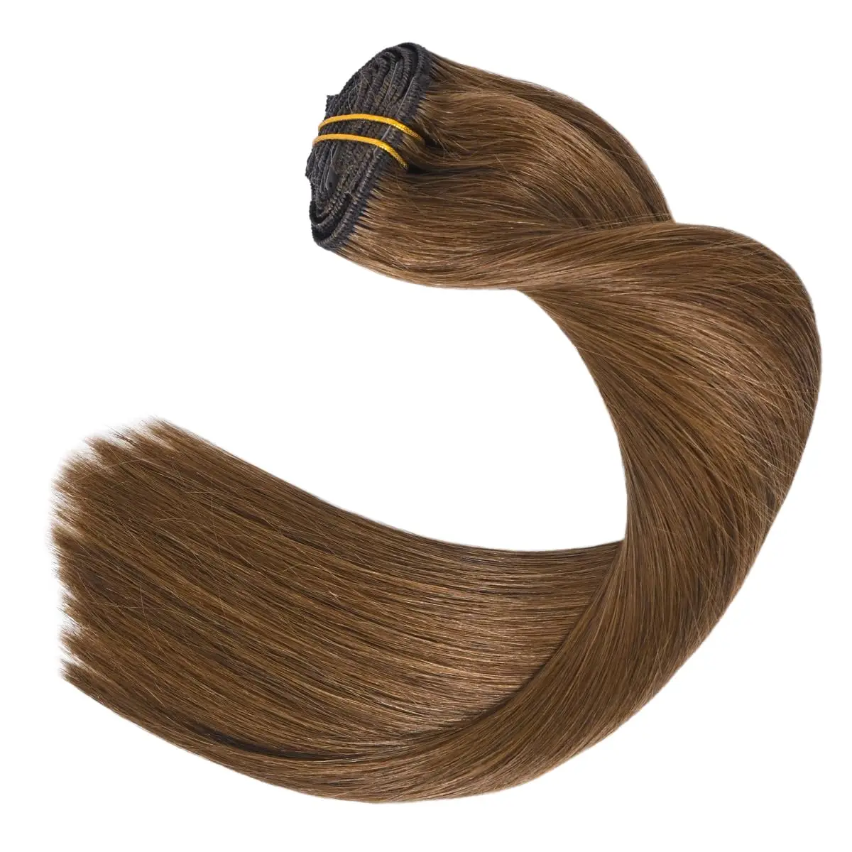 Audelami 6# Light Brown Hair Extensions Clip in Human Hair 14-28Inch 120g 7Pcs Remy Hair Silky Straight  Brown Hair Extensions