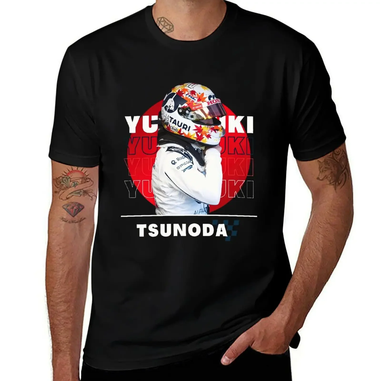 Yuki Tsunoda retro T-Shirt Clothing sweat plus size tops tee shirts for men