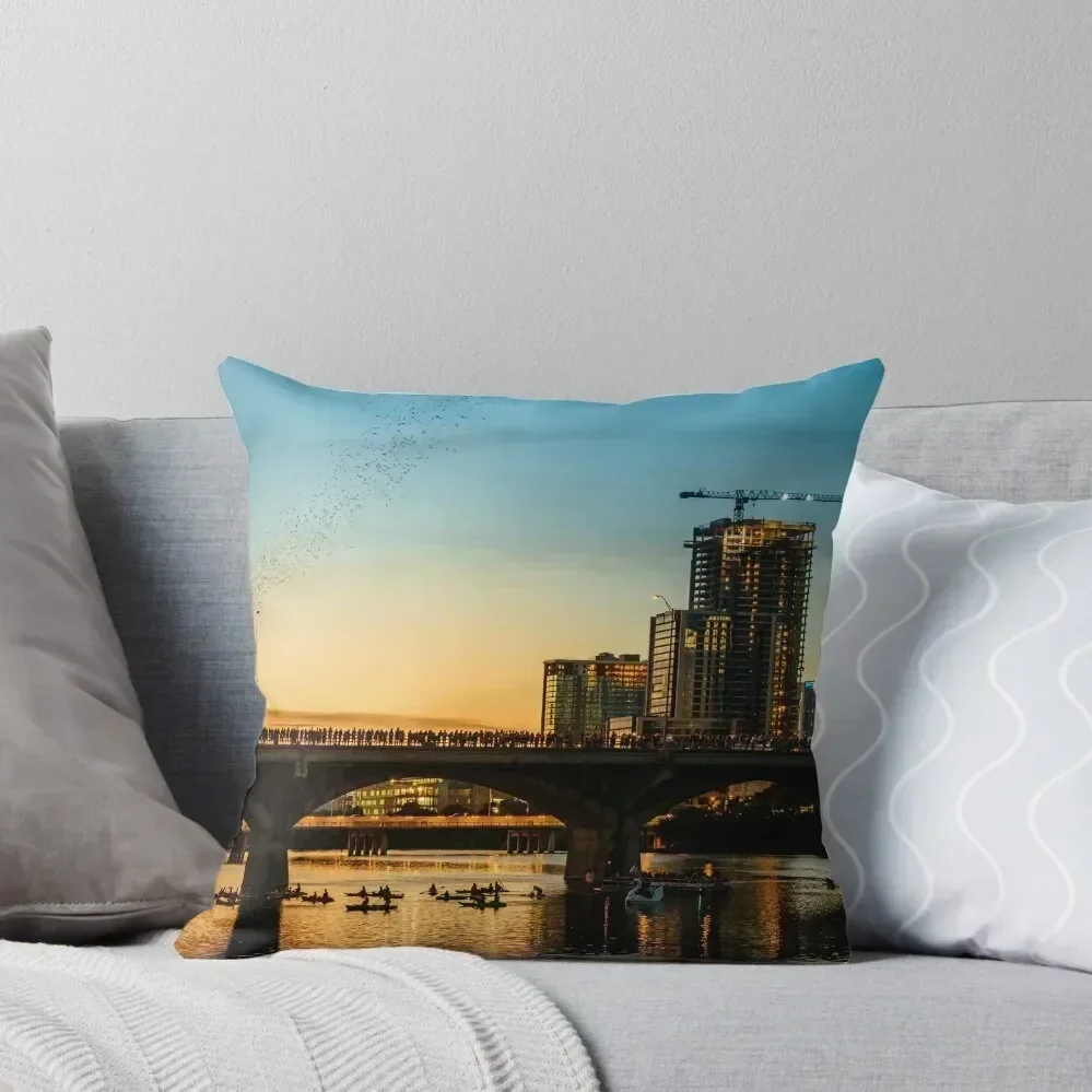 Congress Avenue Bridge Bat Watching Throw Pillow Cushion Cover Decorative Cover For Living Room Cushions Cover pillow