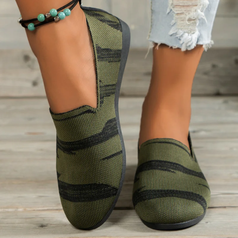 2025 outono sapatilhas femininas de malha, mocassins de dedo redondo para largura larga, sapatilhas casuais respiráveis em tamanho grande