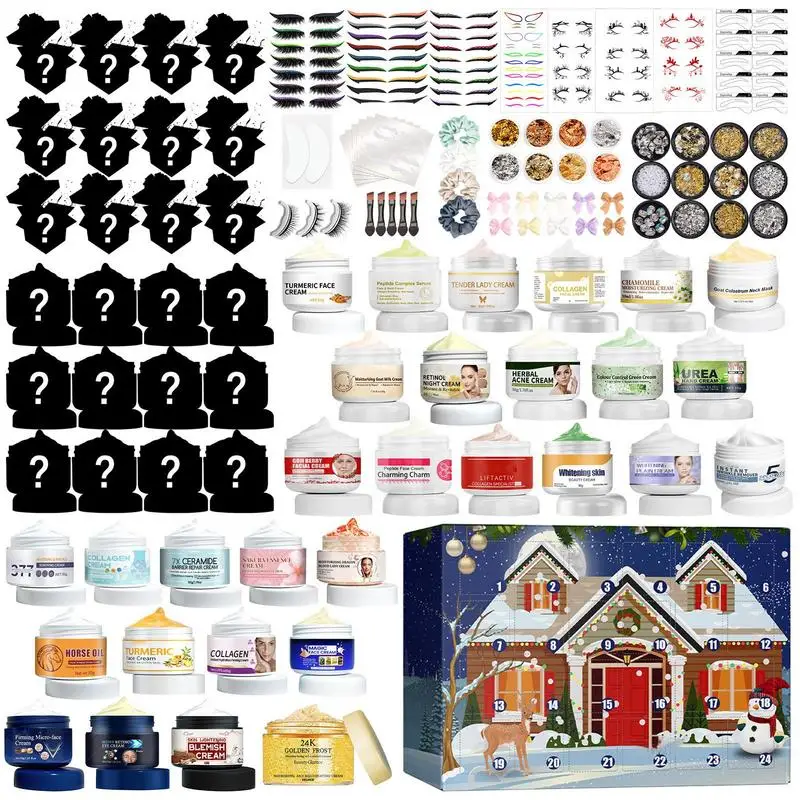 

Girls Makeup Advent Calendar Surprise Box 24pcs Skin Care Products Gift Box Christmas Countdown Calendar Beauty Care Set