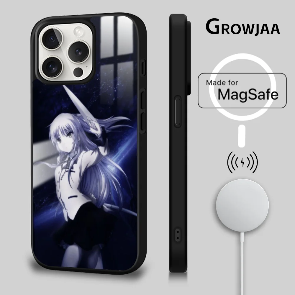 Anime A-Angel B-Beats Phone Case For iPhone 16 15 14 13 12 11 Pro Max Plus Mini Magsafe Mirror Wireless Magnetic Cover