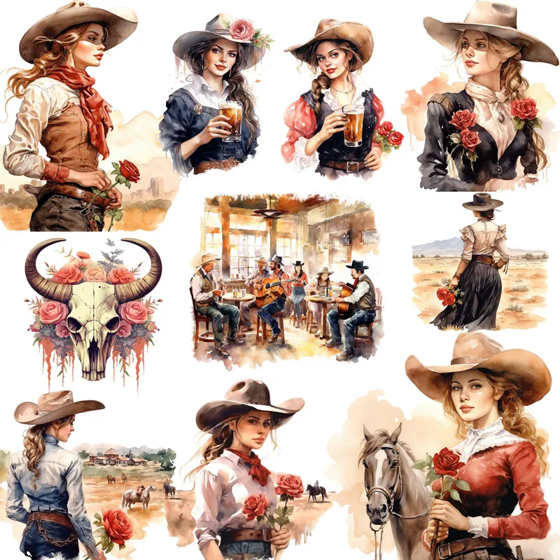 20 Teile/paket Western Cowboy Schönheit Aufkleber DIY Handwerk Scrapbooking Album Junk Journal Dekorative Aufkleber