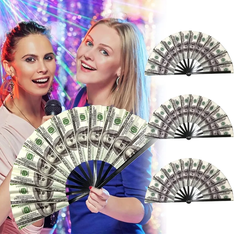 Realistischer Handventilator mit Dollarschein-Aufdruck, leichter faltbarer Kunststoffventilator für Outdoor-Events, Partys, cooles Sommerzubehör