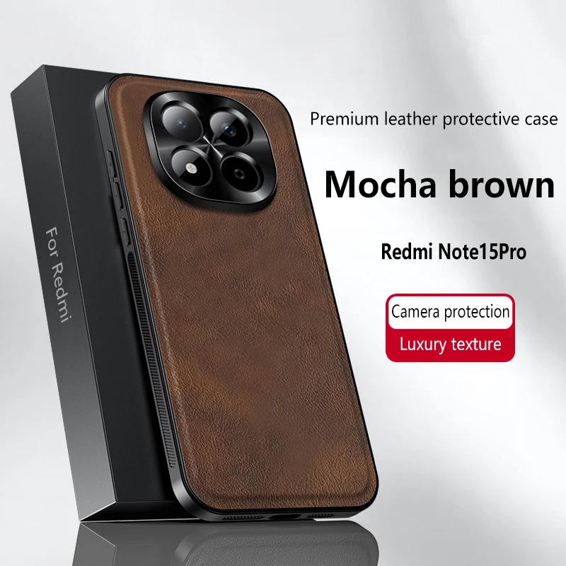 

For Redmi Note 15 Pro Case Magnetic Elegant Leather Wear-Resistant Lens Fully Covered Non-Slip Grip Edge Cover Shell