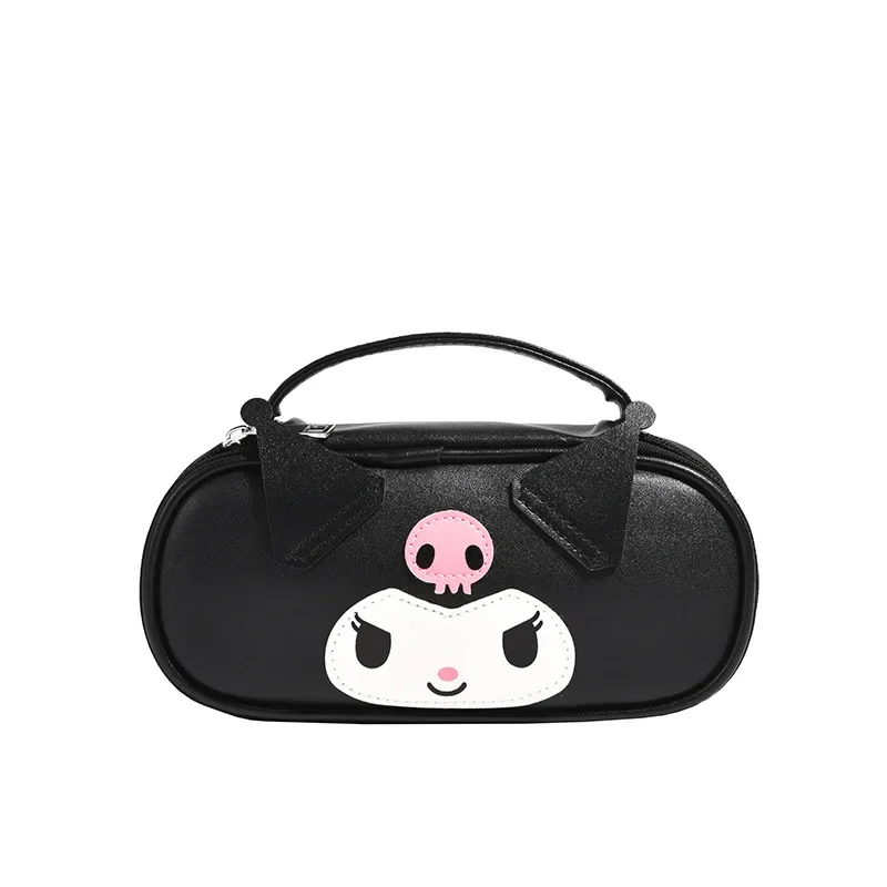 New Sanrio Kuromi Melody Large-capacity Portable PU Leather Stationery Box Student Cartoon Hello Kitty Storage Pencil Case