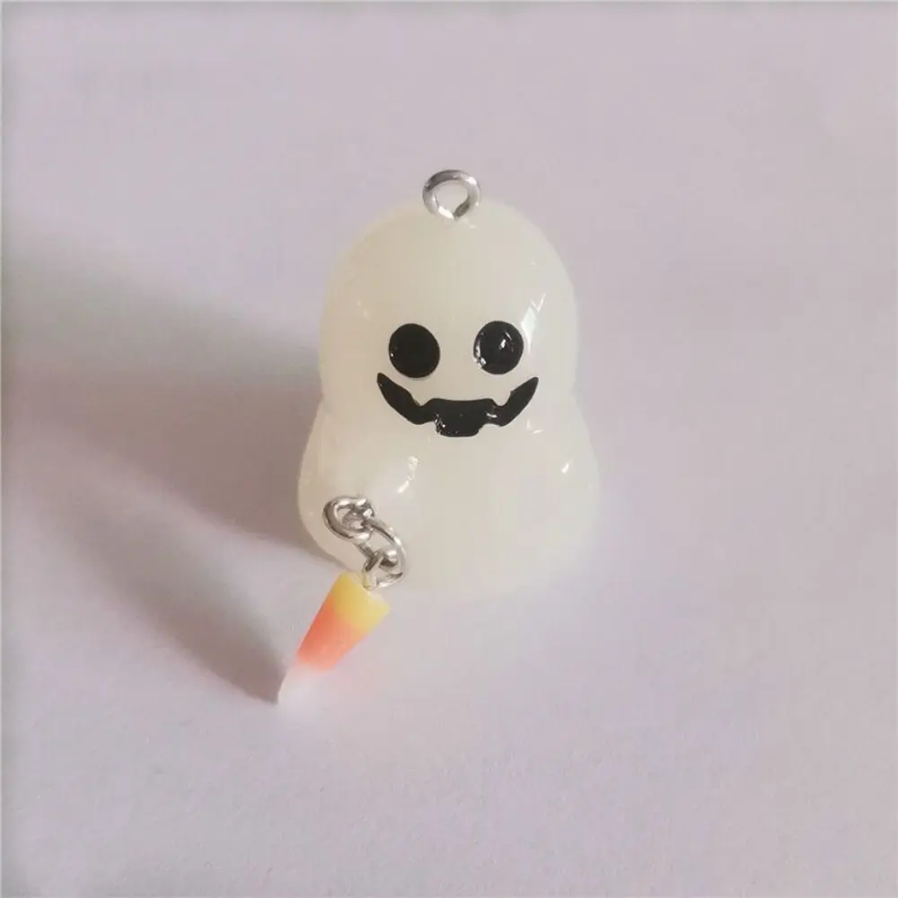Colgante de fantasma en 3D para Halloween, accesorios de resina para fabricación de manualidades, con maíz, caramelo, calabaza, collar, joyería, llavero, 5 piezas