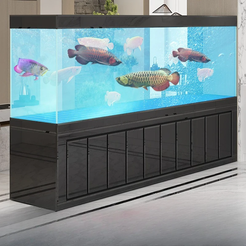 Large Jinlong fish tank aquarium living room office screen 2 meters 3 meters bottom filter ultra-white glass fish tank