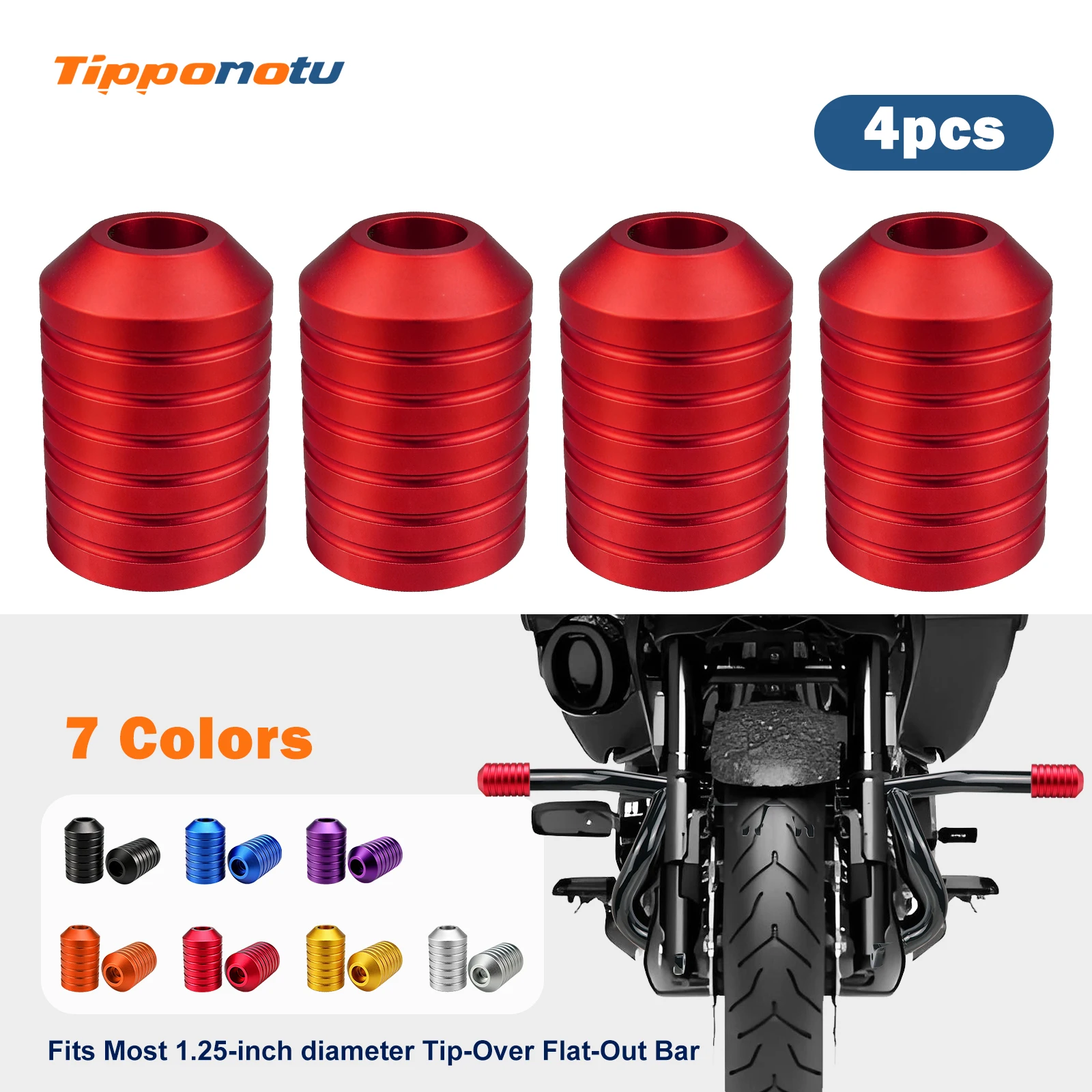 Crash Bar Sliders CNC Decorative End Caps for Harley Touring Softail, Fit All 1.25' Flat Out Crash Bar Saddlebag Guards