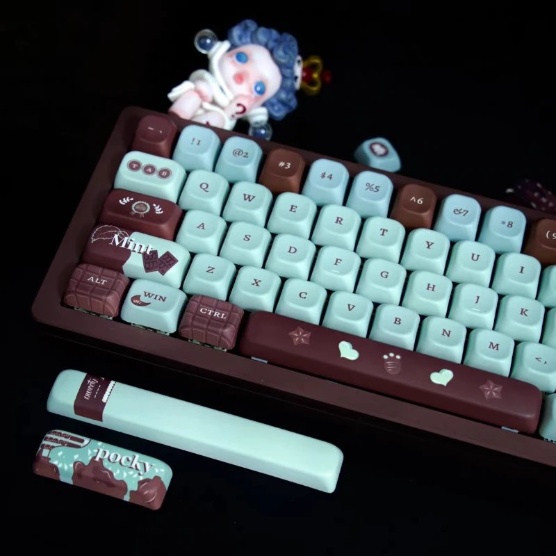 Mint Chocolate Keycaps Custom EOA Profile Personalized Keycap Cute Point Key Caps for Gaming  Wooting Mechanical Keyboard