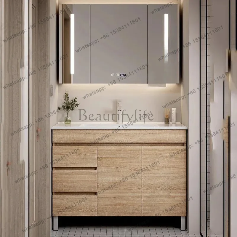 YJ Drawers Wood Bathroom Cabinet Organizers Waterproof Display Storage Bathroom Cabinet Luxury Full Set Gabinete Banheiro Furnit