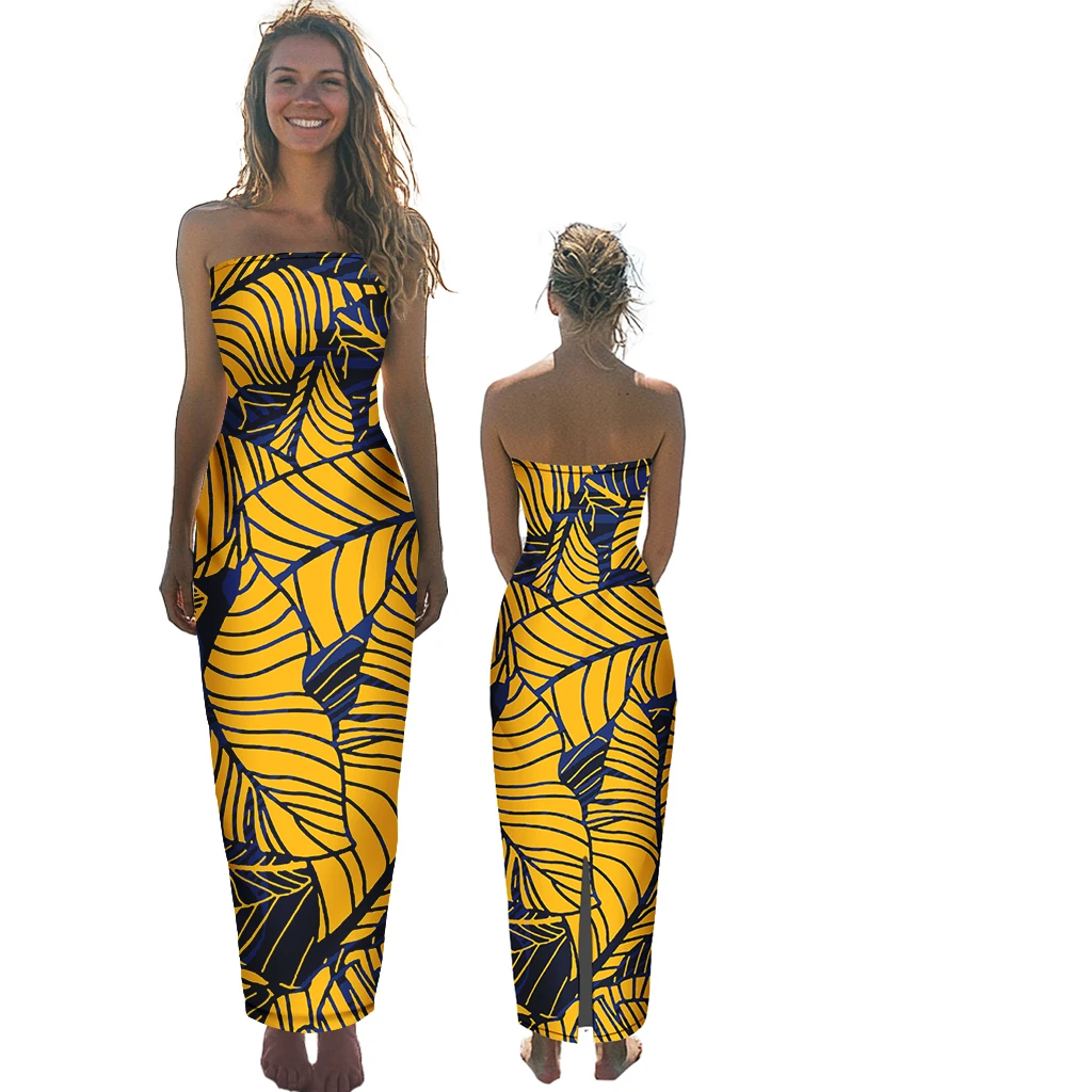 

Polynesian Tribal Clothing Samoan Fijian Puletasi Dresses for Pacific Islands Women Evening Party Puletasi Dresses