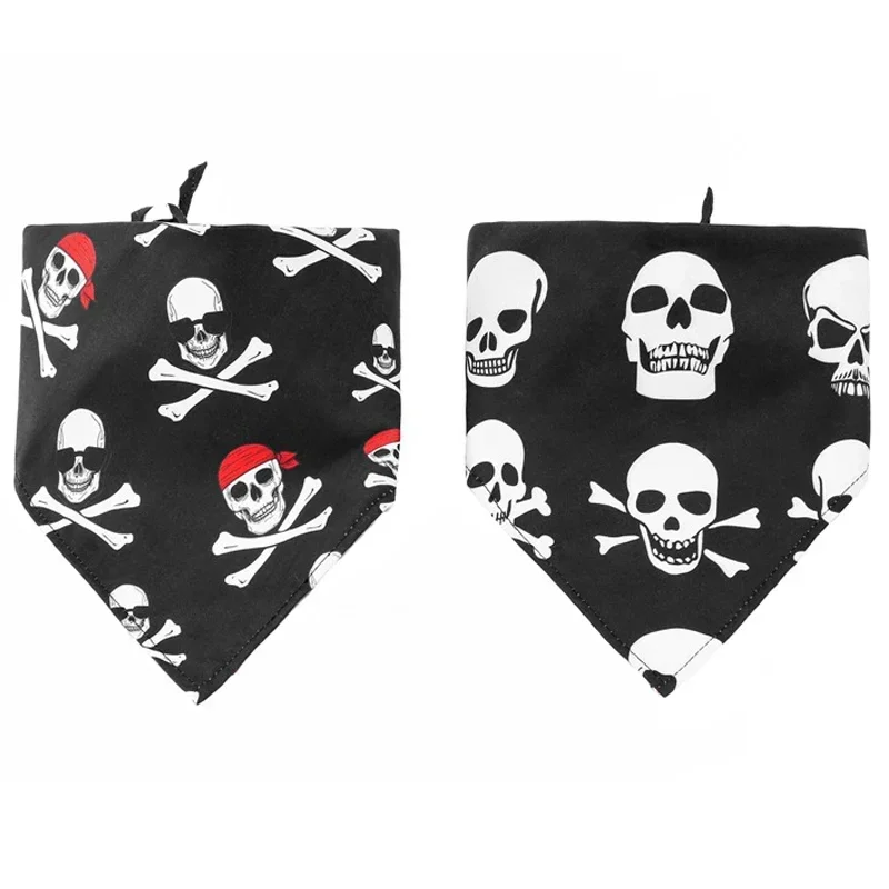 Halloween Dog Bandanas Pet Scarf Punk Skull Skeleton Print Dog Handkerchief Bib Accessories for Small Medium Large Puppie