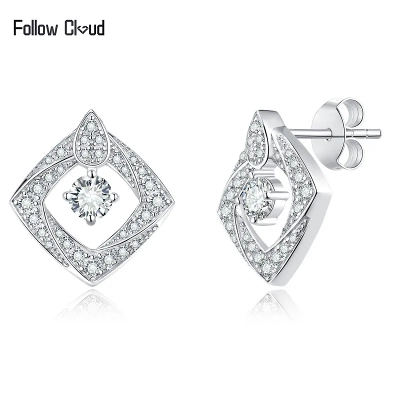 

Follow Cloud 0.3ct Moissanite Stud Earrings for Women VVS1 Square Cut Diamond Ear Studs 925 Sterling Silver Jewelry Wedding Gift