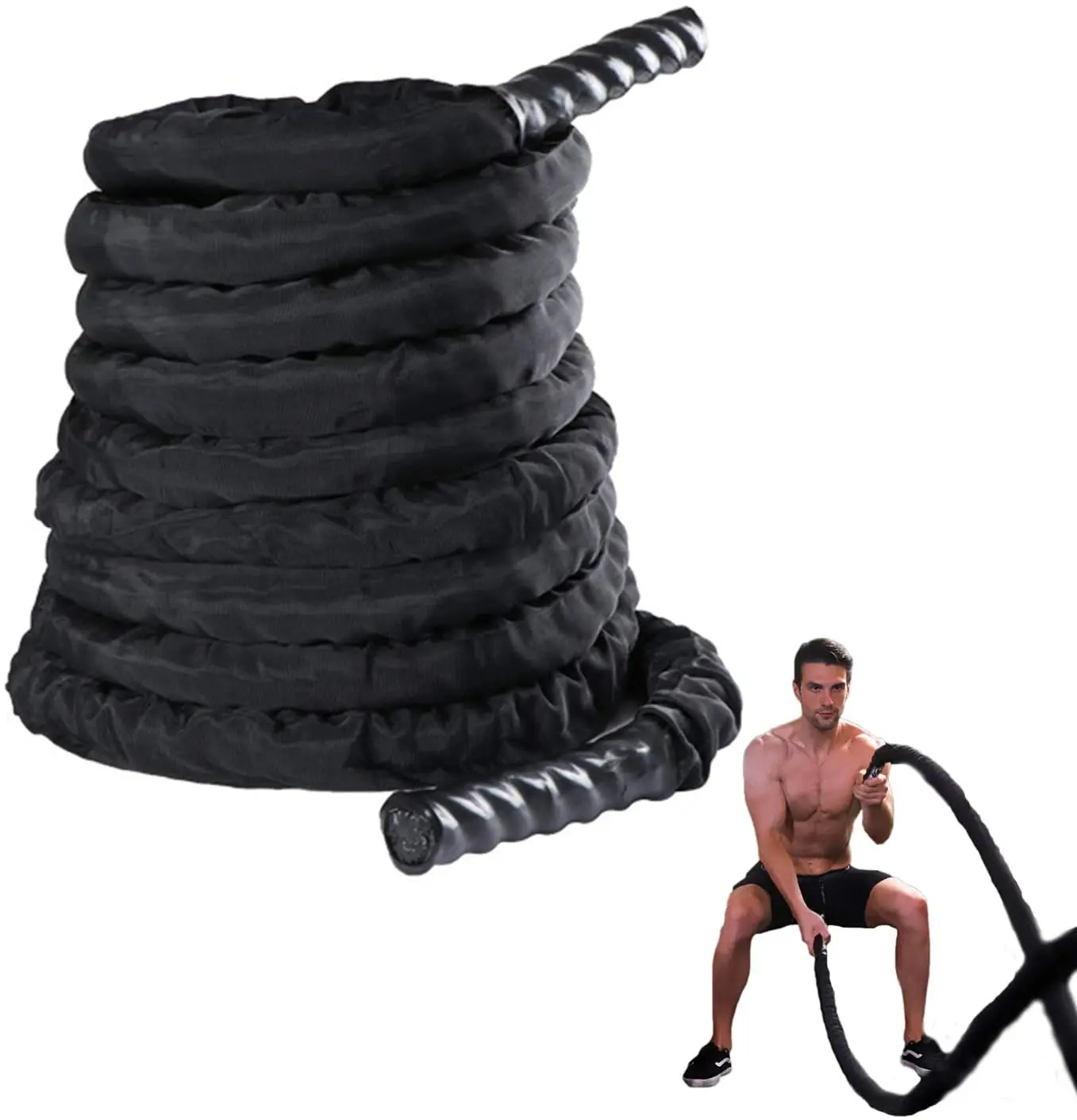 

25mm*15m Heavy Duty Rope With Anchor Strap Kit, Core Strength Workout Equipment, Home Gym And Outdoor Workout