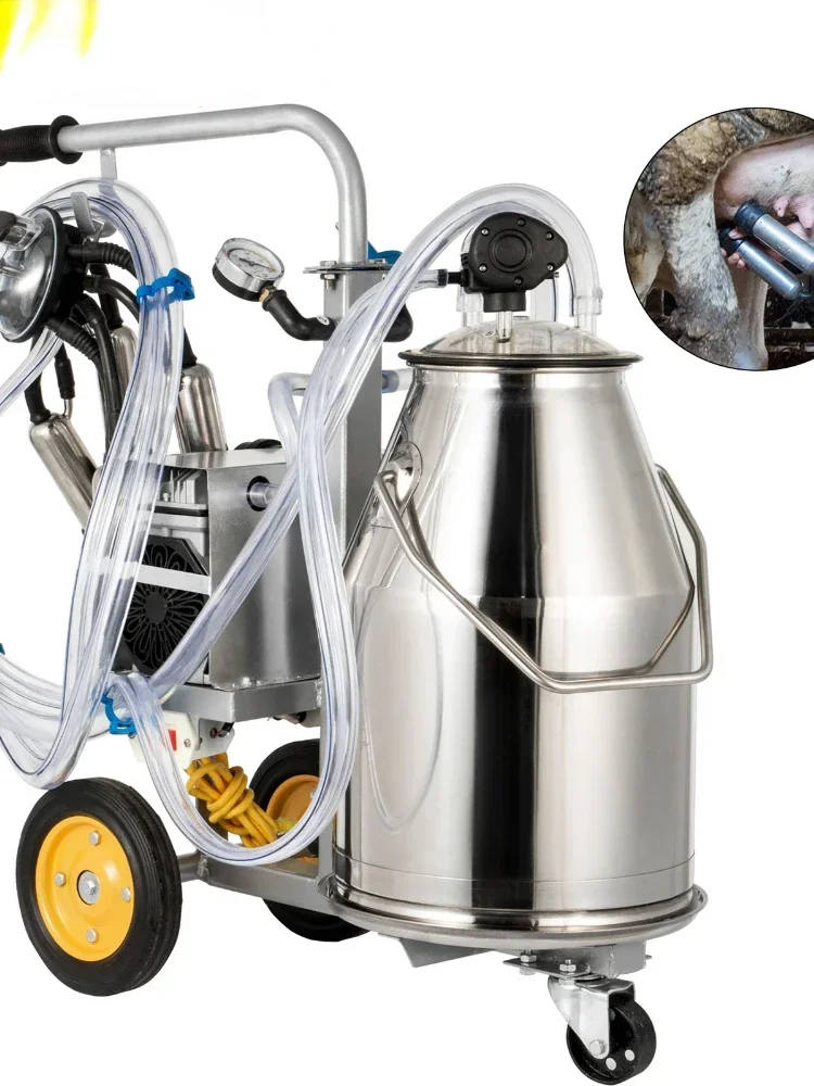 La ordeñadora eléctrica puede exprimir 5-8 vacas por hora con cubo de leche de acero inoxidable 304 de 25 litros