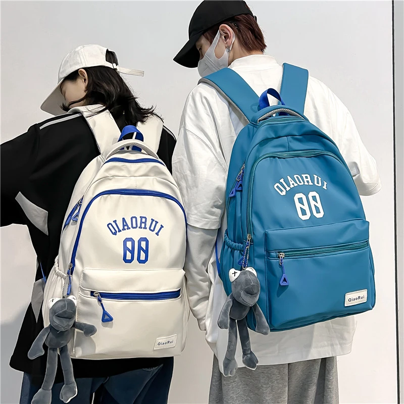 New Waterproof Canvas Women Men School Backpack Large Solid Color Girls Boy Travel Bag College Schoolbag Female Laptop BackPacks