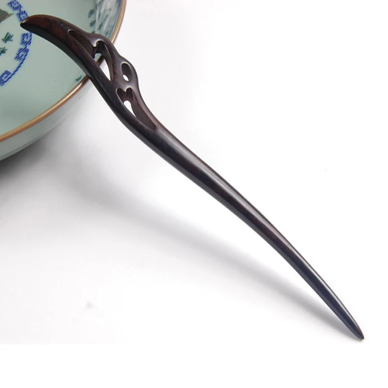 Ebony Wooden Hairpin Convenient And Comfortable To Wear Can Be Used For Hair Curling Or Decoration