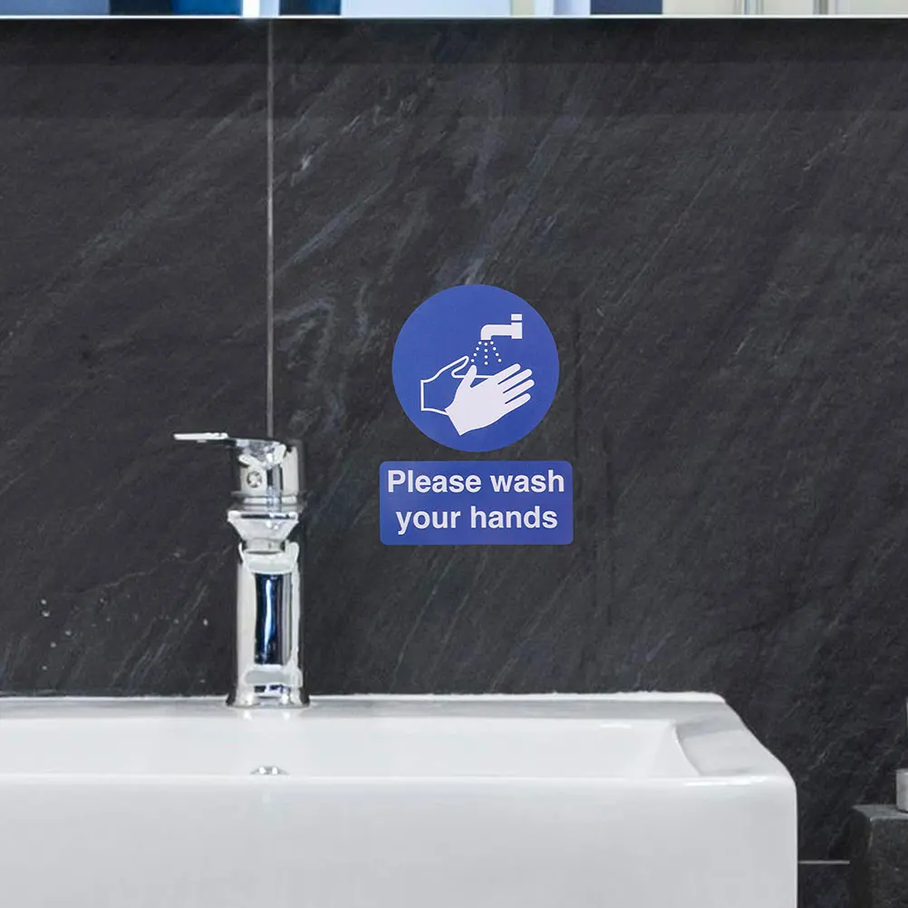 

12pcs Hand Washing Stickers Bathroom Wash Hands Signs Paper Wear Resistant Minimalist Design Home Office Decor Wall