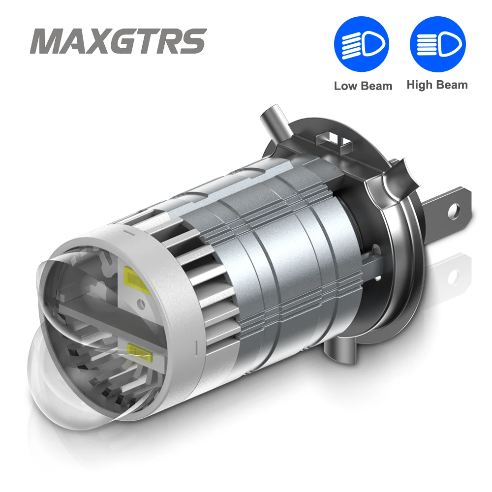 Super Bright H4 LED Headlight Bulb Projector Double Lens 55W 6000K Canbus Hi/Lo Car Motorcycle Headlamp with Turbo Fans 12V