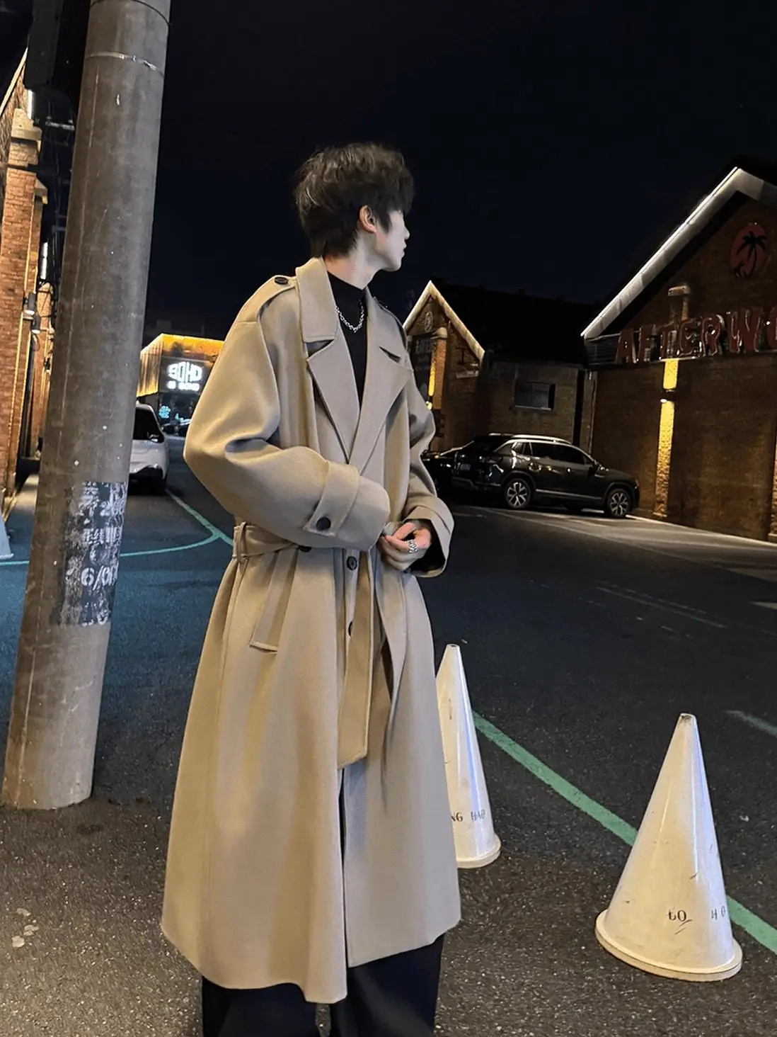 

Мужское зимнее пальто-тренч из хлопка, средней длины, утепленное, в стиле колорблок, для повседневной носки, в американском стиле, с отложным воротником, цвет хаки, стильное, в стиле BF