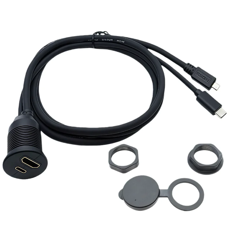 Kabel Micro HDMI męski na HDMI żeński i USB C 3.1 USB C 2.0 męski na żeński do montażu w samochodzie, łodzi i motocyklu, długość 0,3m-2m — zdjęcie produktu 4