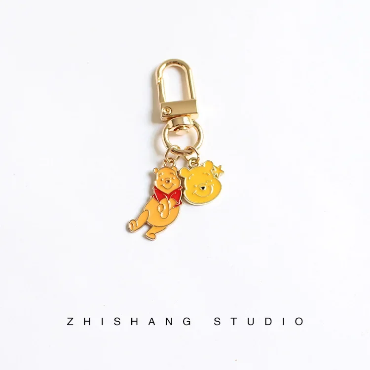 Disney Stitch Anime Keychain Winnie The Pooh Cartoon Backpack Cute Keychain Car Key Chains Pendant Decorate Accessories Llavero