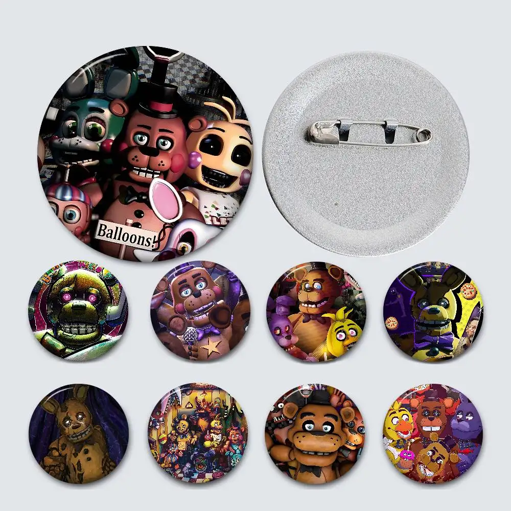Fnaf Anime Five-Nights-At-Freddys Weißblech Pin Button Benutzerdefinierte Anime Rolle Old-School Brosche Cartoon Kragen Abzeichen Schmuck Geschenk Fans