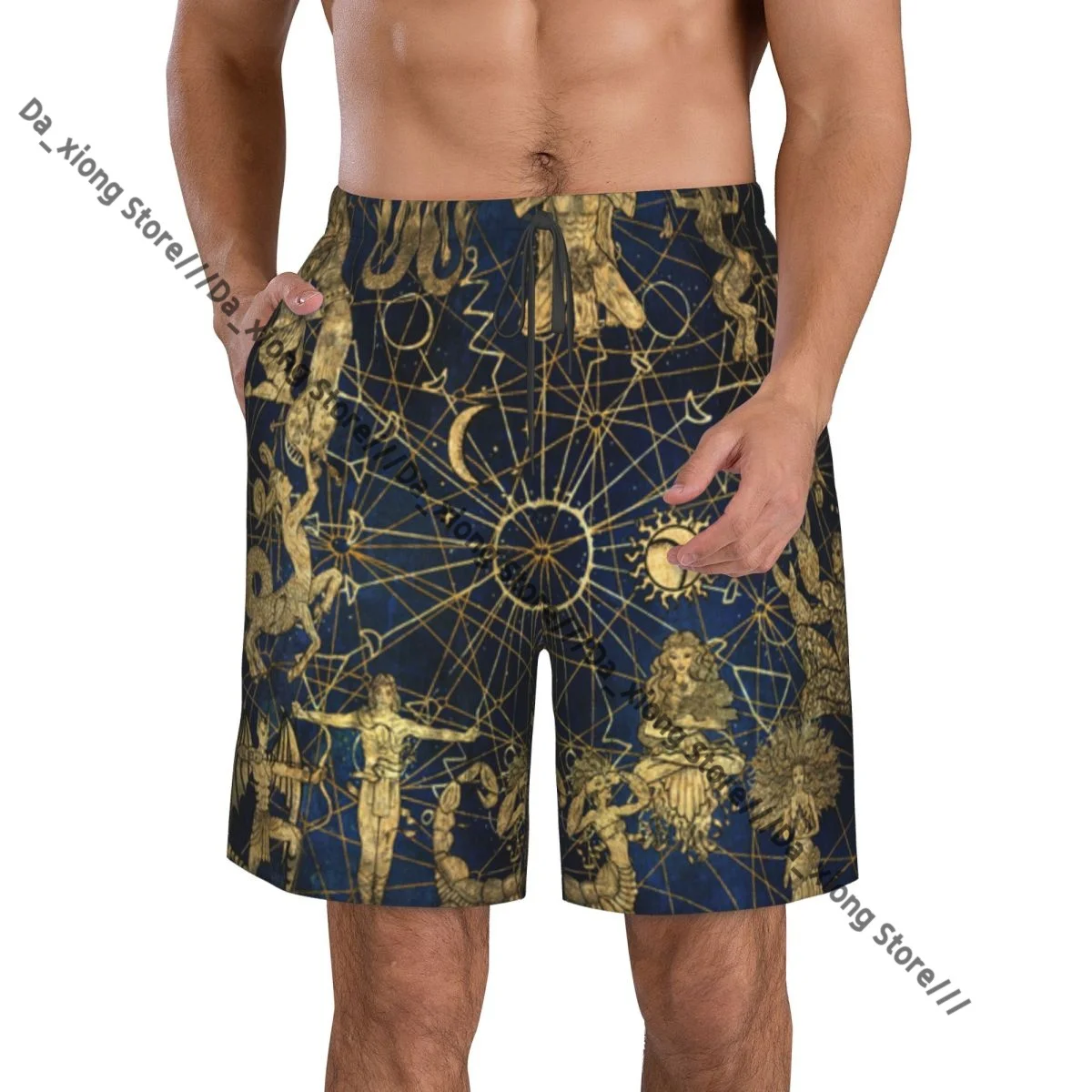 Men Beach Short Quick-drying Swimming Trunk Zodiac Symbols And Solar Signs Swimwear Swimsuit Bathing Shorts