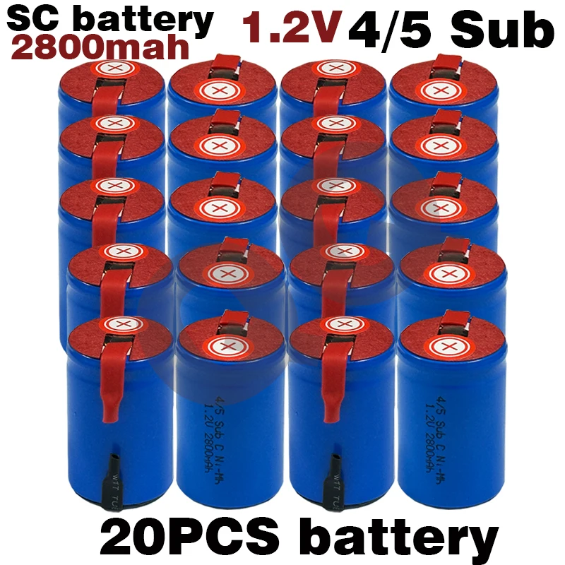 New Screwdriver Electric Drill SC Batteries 1.2V 2800mAh Sub C Ni-Cd Rechargeable Battey with Tab Power Tool NiCd SUBC Cells