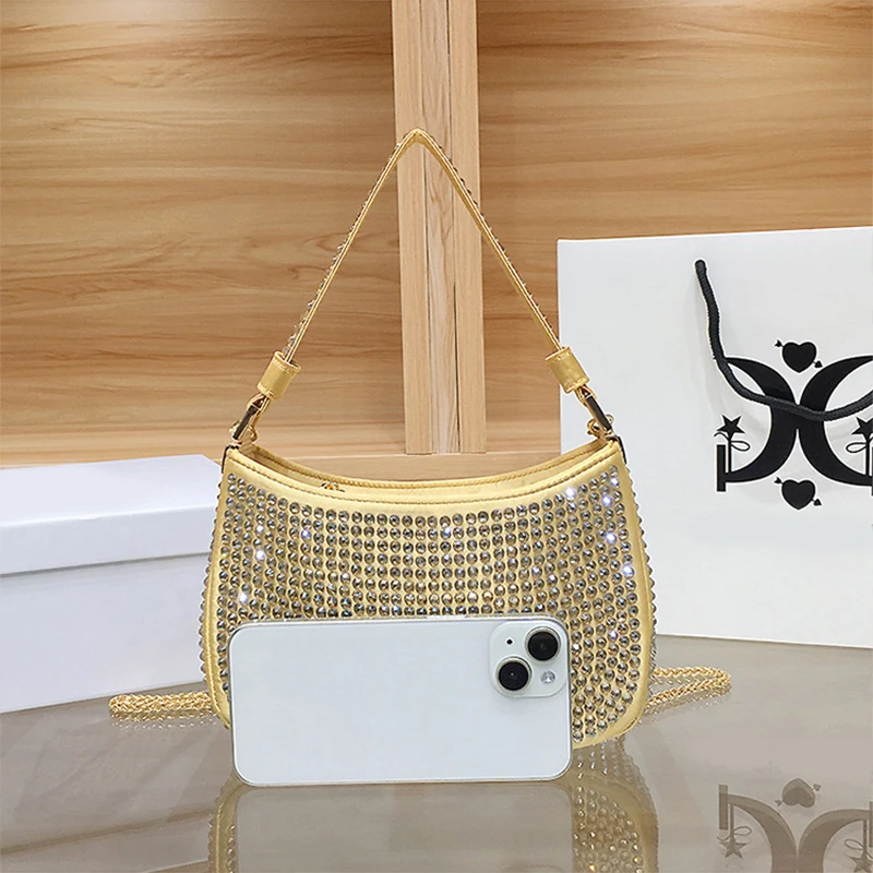 JIOMAY Stylish Rhinestone Tote Bag Designer Luxury Bag Glamorous Purses for Women Evening Clutch Bag Party Shoulder Bags