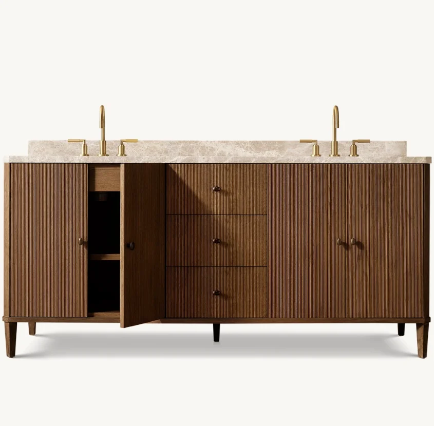 

#Luxury Contemporary Reeded Double Vanity Sets Luxury Bathroom Furniture