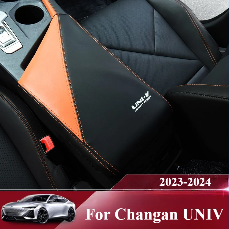 For Changan UNIV UNI-V Accessories 2023-2024 Black Orange Garnish Car Central Console Armrest Cover Decor Moulding Frame Trim