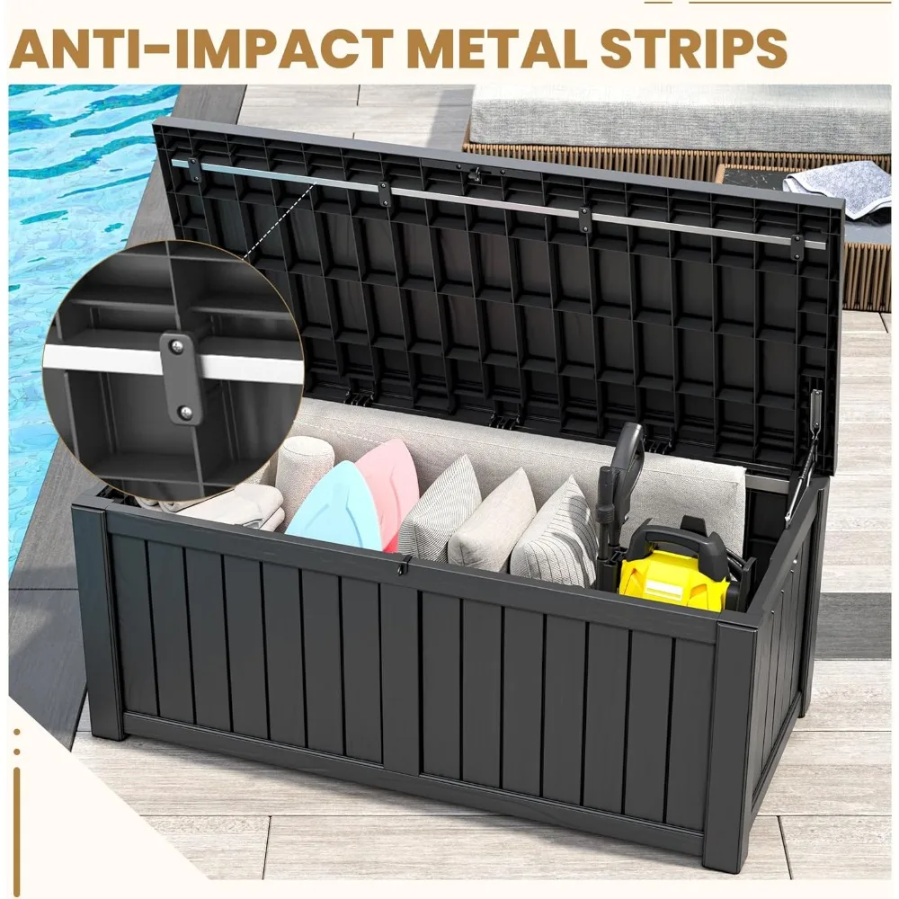 120 галлонов ящик для хранения на открытом воздухе, запираемый для патио, водонепроницаемый для мебели, садовых инструментов, спортивного оборудования и принадлежностей для бассейна