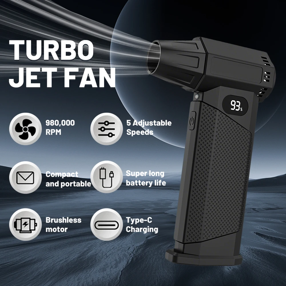 Violent Fan 980000RPM Powerful Air Blower Vacuum Dust Cleaner Type-C Charging Strong Winds 55m/s Brushless Turbo Jet Blower Tool - Image 2
