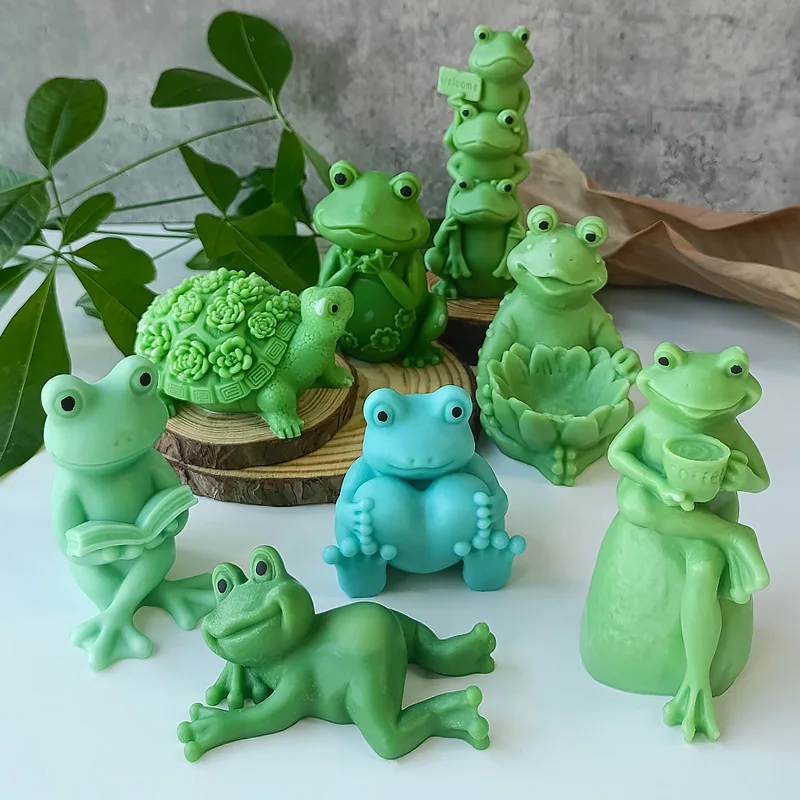 3D Cartoon Frog Candle Mold  Aroma Plaster Ornaments Molds Handmade Silicone Candle Making Supplies