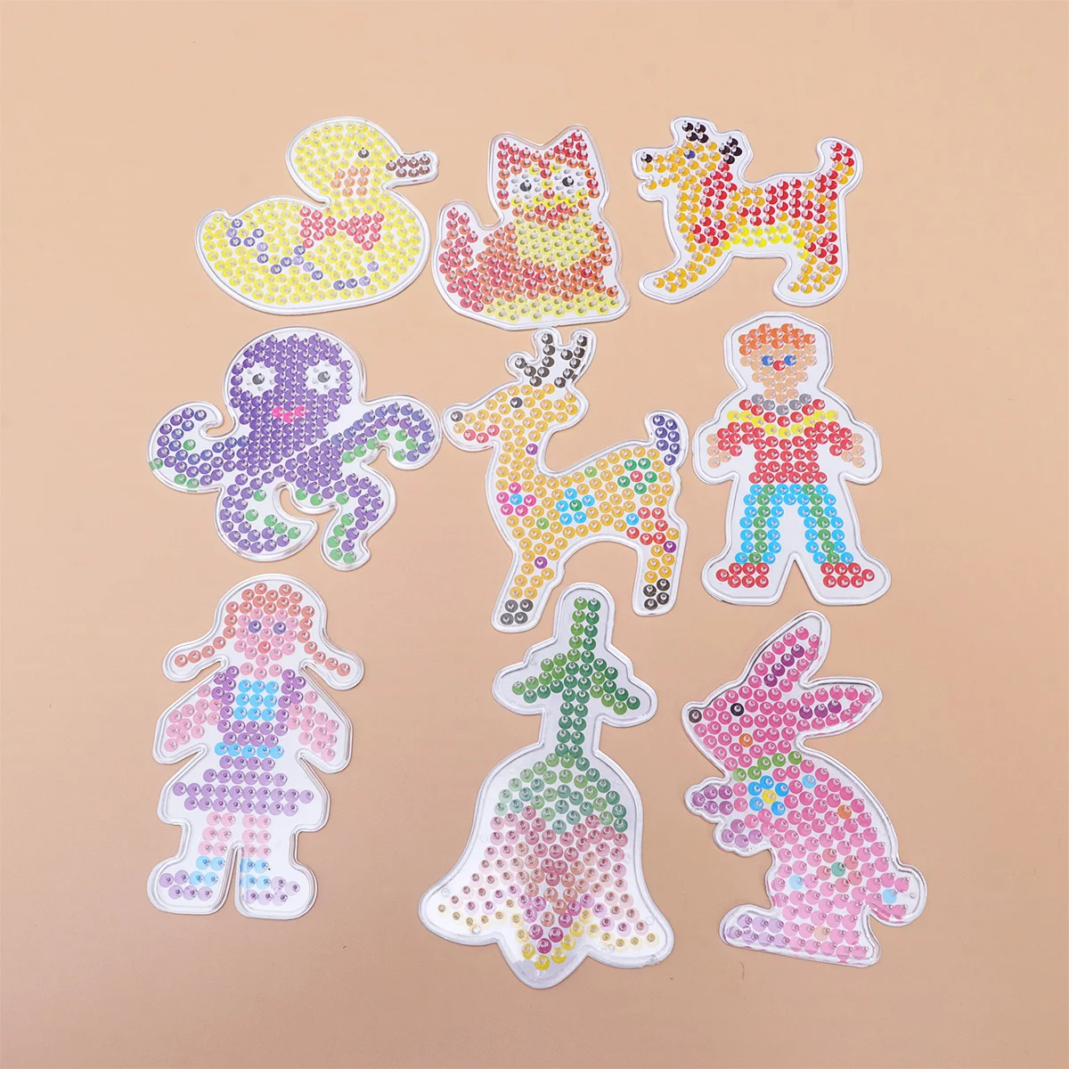 18PCS Funny Cartoon Fuse Beads Boards Clear Plastic Pegboards Educational Kids DIY Children