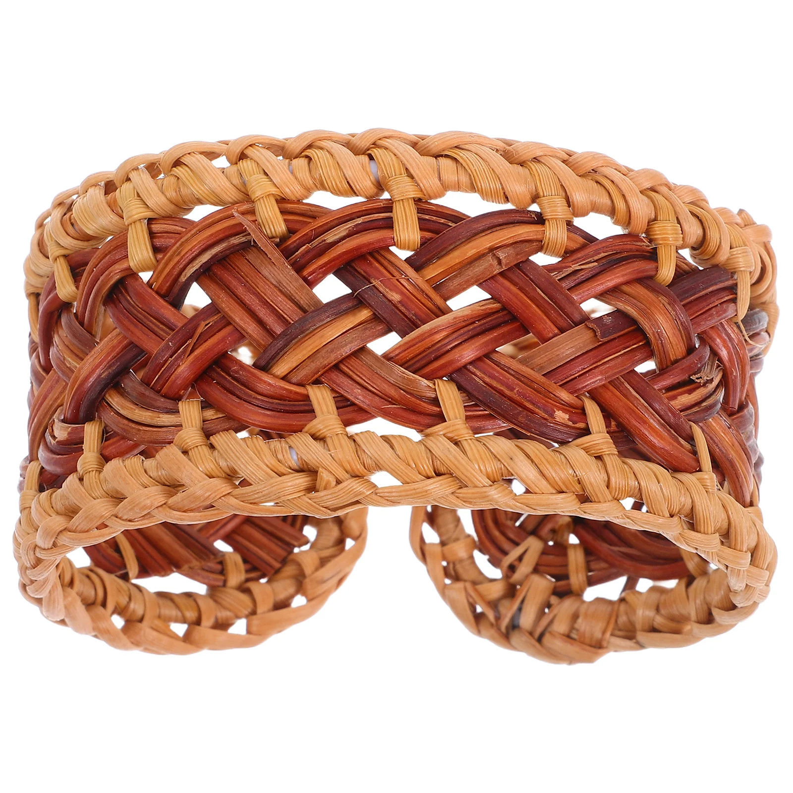 الروطان سوار المنسوجة يدويا القش الكفة الإسورة خمر البوهيمي نمط قابل للتعديل المنسوجة المعصم مجوهرات للنساء بيان الصيف