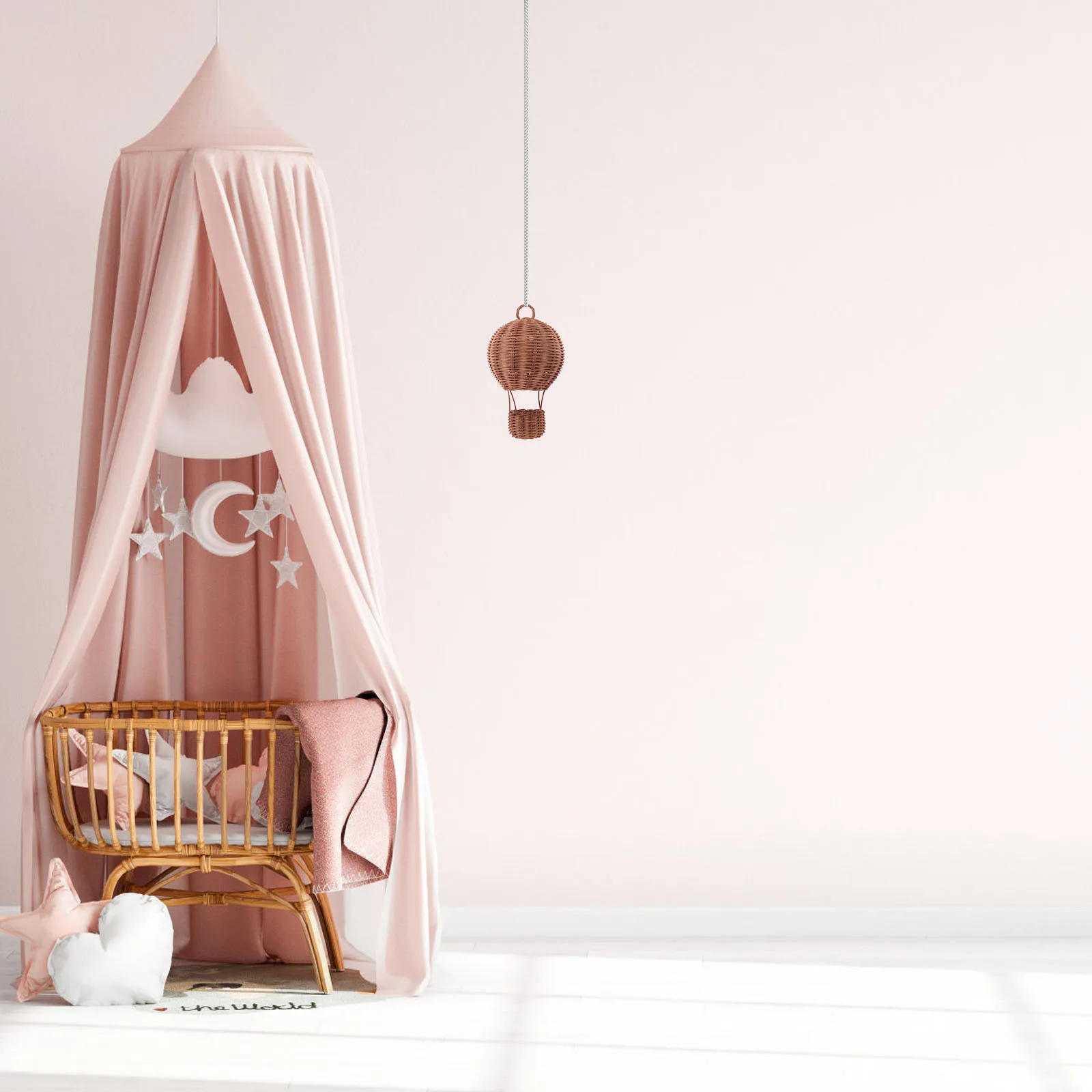 Handcrafted Woven Hot Air Balloon Rattan Decor for Nursery Wall Hanging Room Boho Style Photo Shoot Prop