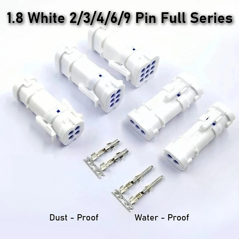 DJ7021B-1.8-11/21 White 1.8 Series Automotive Connector 2/3/4/6/9 Hole Waterproof Connector Male and Female Harness Butt Sheath