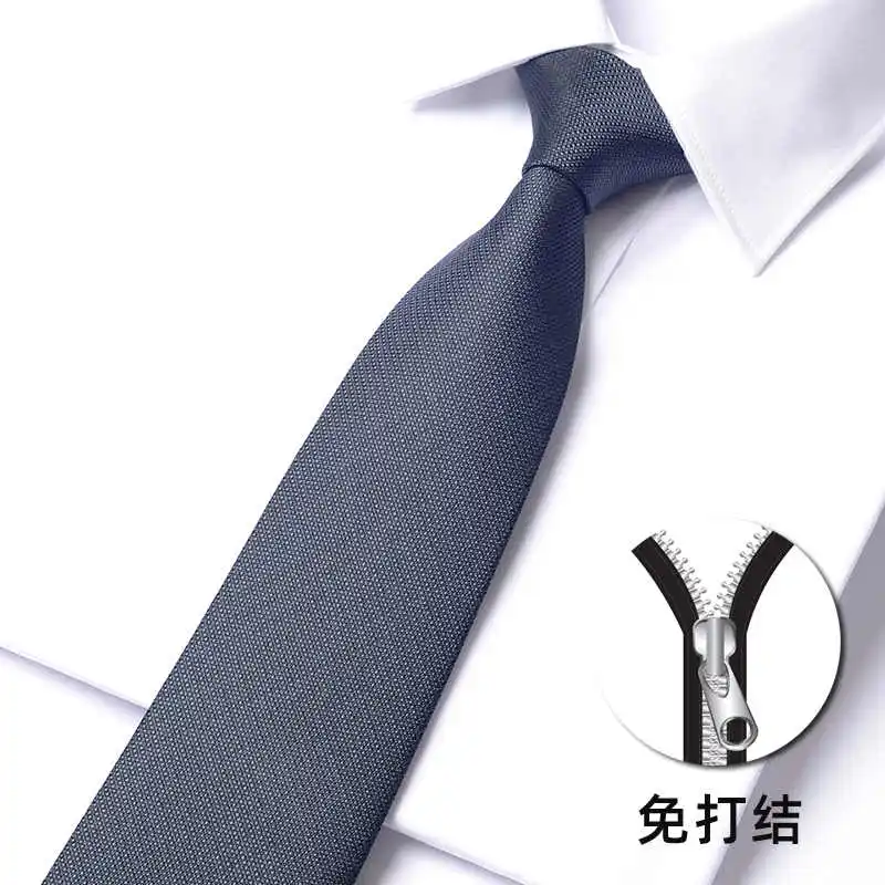 

High Quality Gray Matte Solid Color Zipper Tie Fashionable British Style Men's Business Shirt Accessory 8cm Zipper Cravat