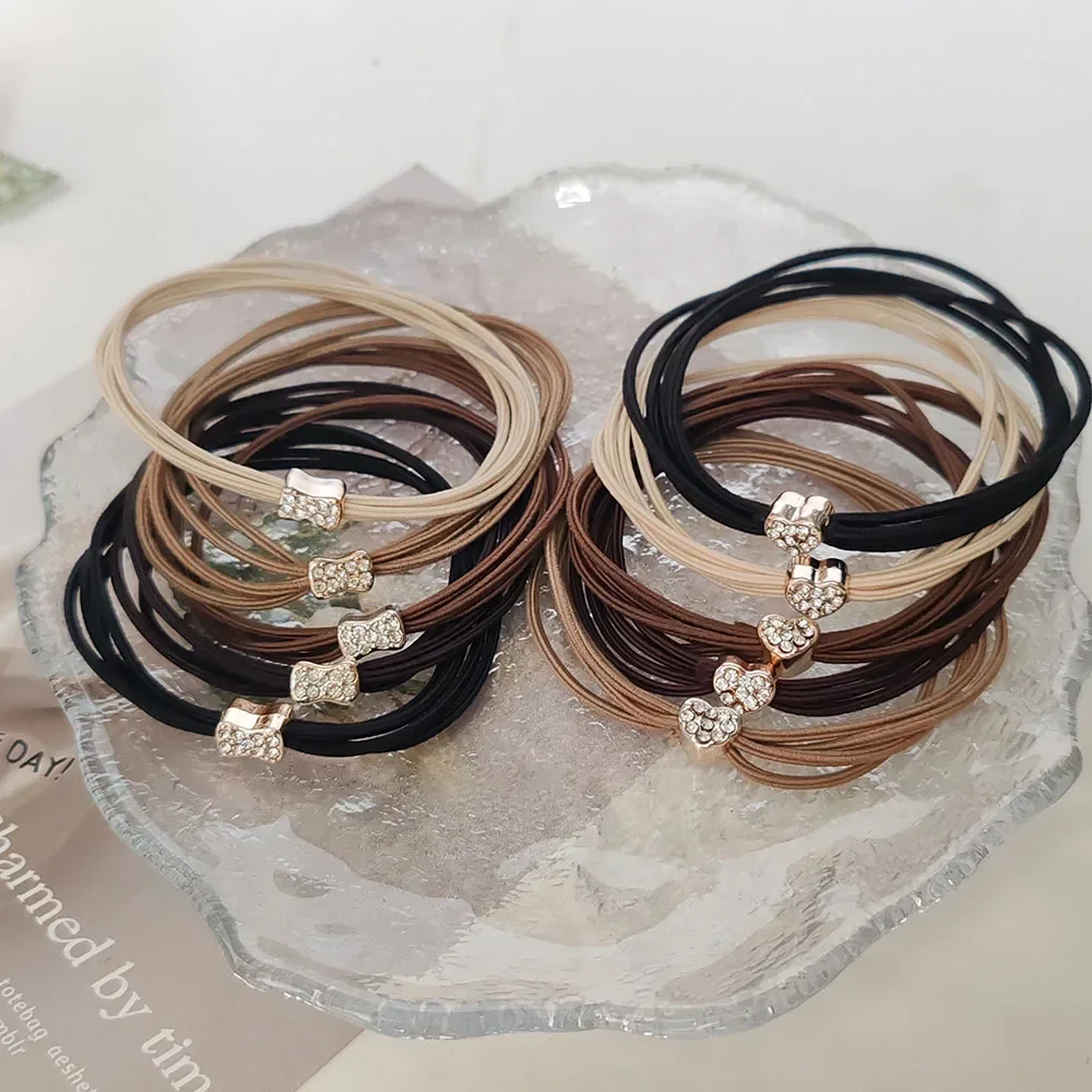 5 قطع أزياء بسيطة نمط القلب القوس مرونة عالية الفتيات ذيل حصان حامل إكسسوارات الشعر ربطات الشعر للنساء